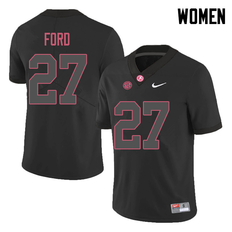 Alabama Crimson Tide Women's Jerome Ford #27 Black NCAA Nike Authentic Stitched 2018 College Football Jersey DD16V58XU
